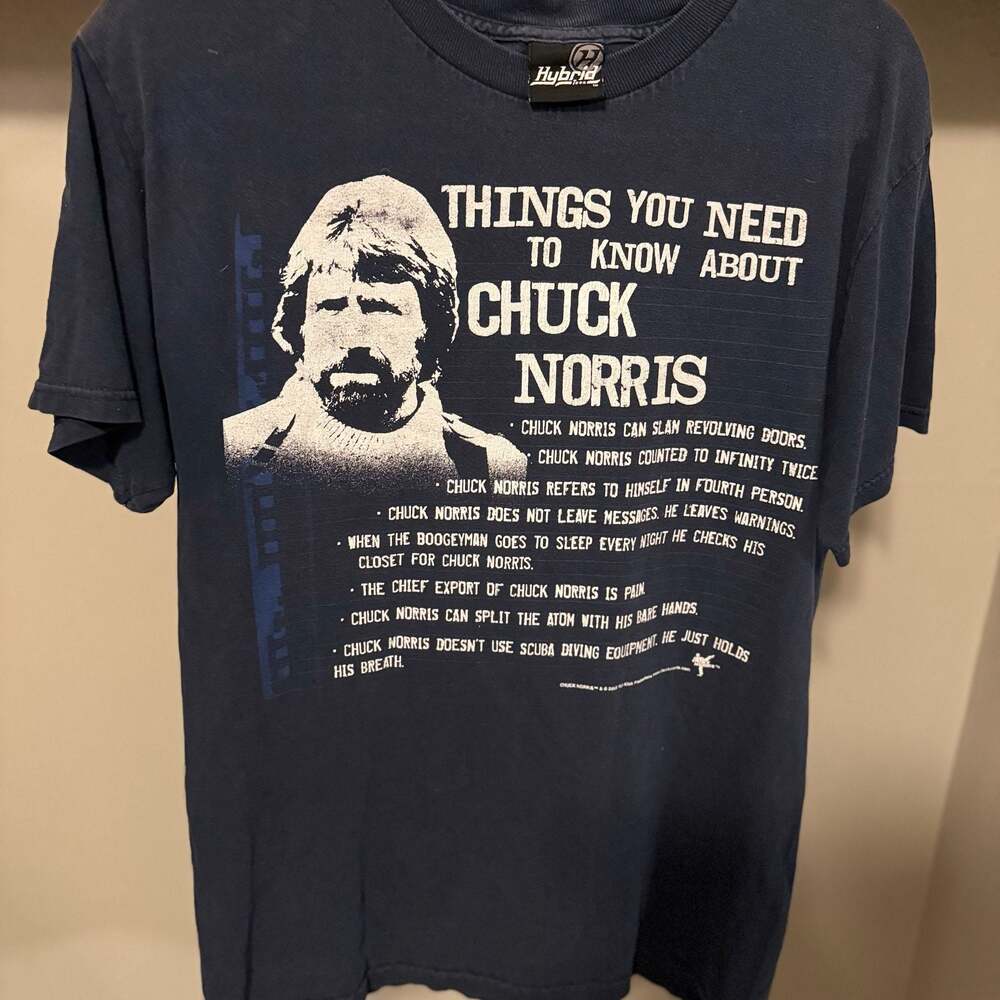 Hybrid Tees "Things You Need To Know About Chuck Norris" 2008 Facts T-Shirt